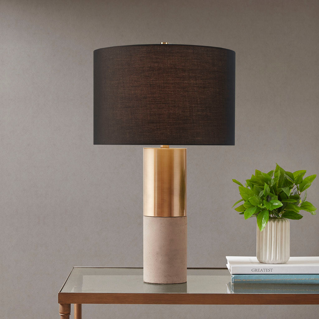 Concrete Table Lamp with Concrete Base - Grey