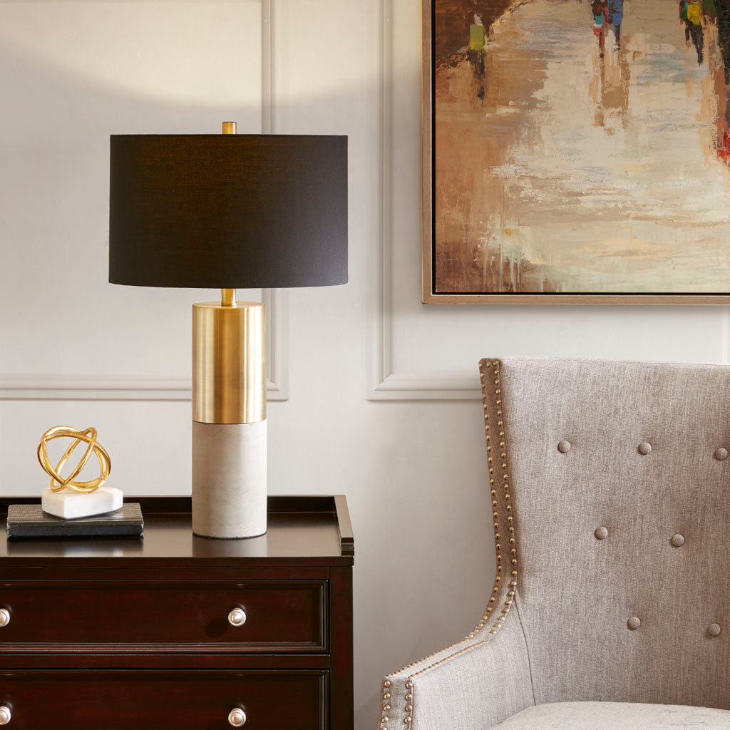 Concrete Table Lamp with Concrete Base - Grey