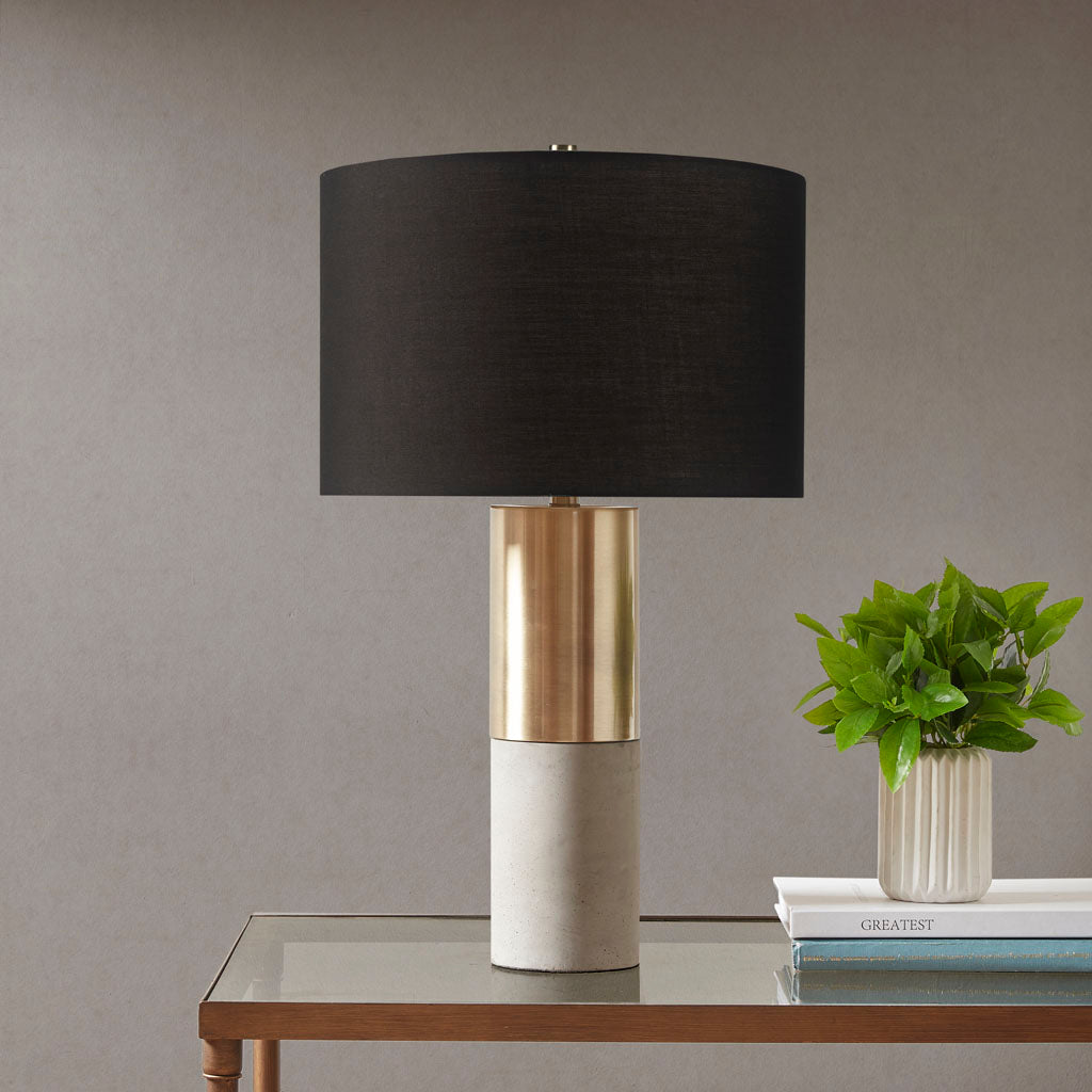 Concrete Table Lamp with Concrete Base - Grey