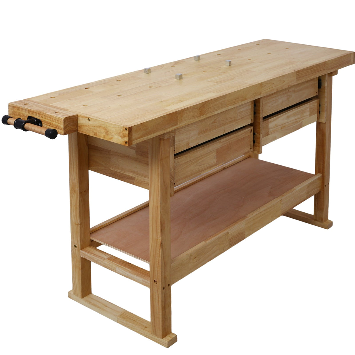 Rubberwood Workbench | 60-Inch Top, 4 Drawers & Clamps
