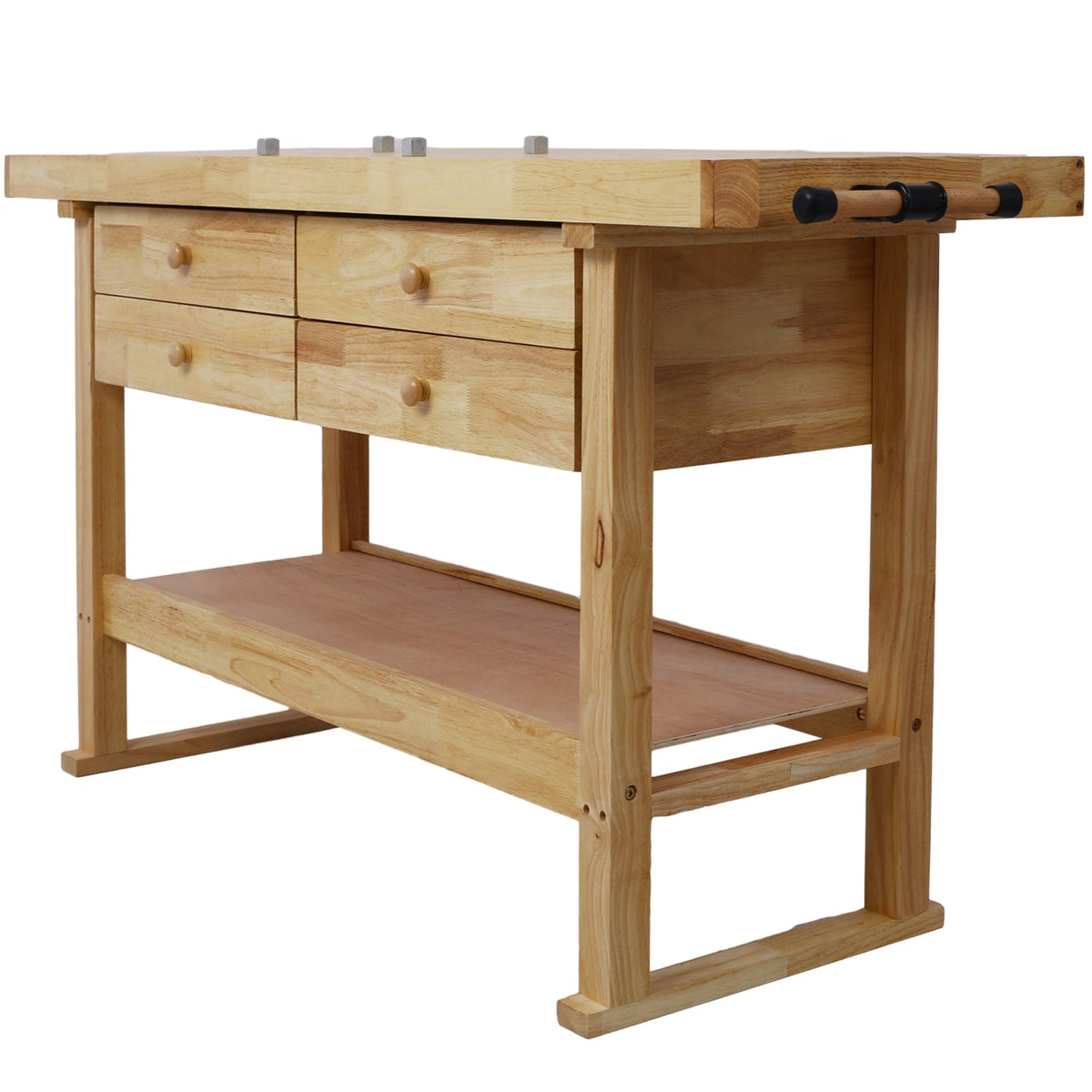 Rubberwood Workbench | 60-Inch Top, 4 Drawers & Clamps