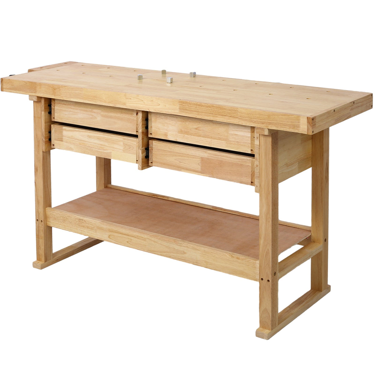 Rubberwood Workbench | 60-Inch Top, 4 Drawers & Clamps