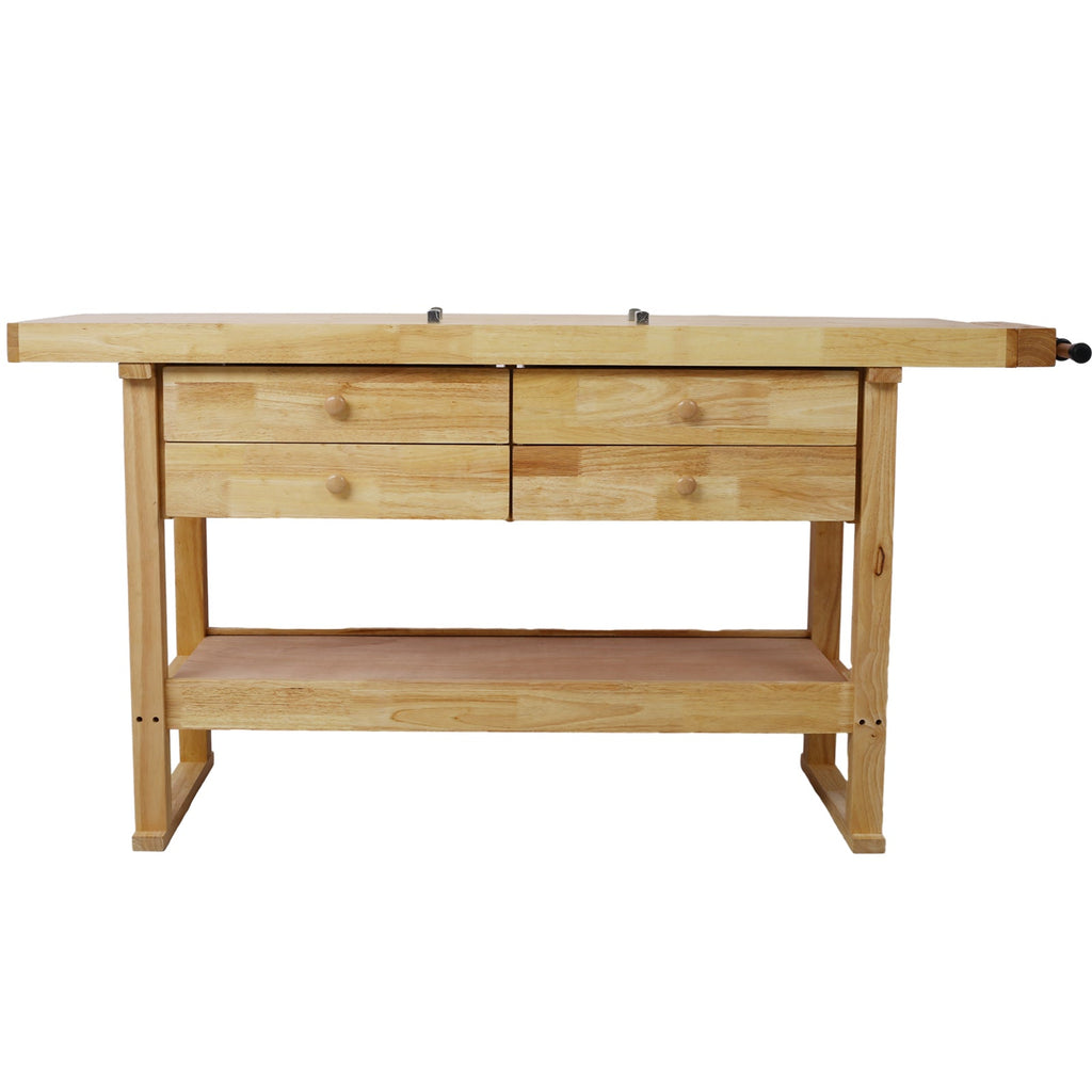 Rubberwood Workbench | 60-Inch Top, 4 Drawers & Clamps