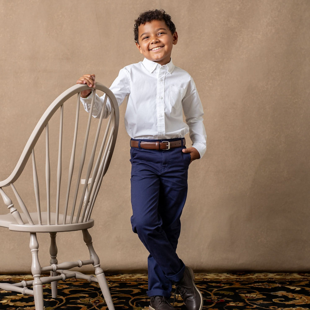 Boys’ Organic Cotton Blend Skinny Chino Pants – Navy