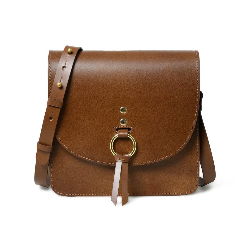Elegance Full-Grain Buffalo Leather Crossbody Bag | Brown