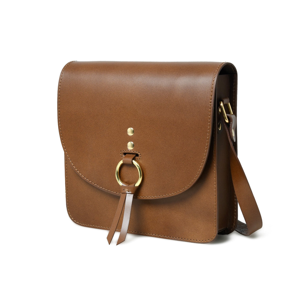 Elegance Full-Grain Buffalo Leather Crossbody Bag | Brown