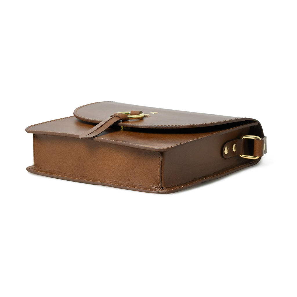 Elegance Full-Grain Buffalo Leather Crossbody Bag | Brown