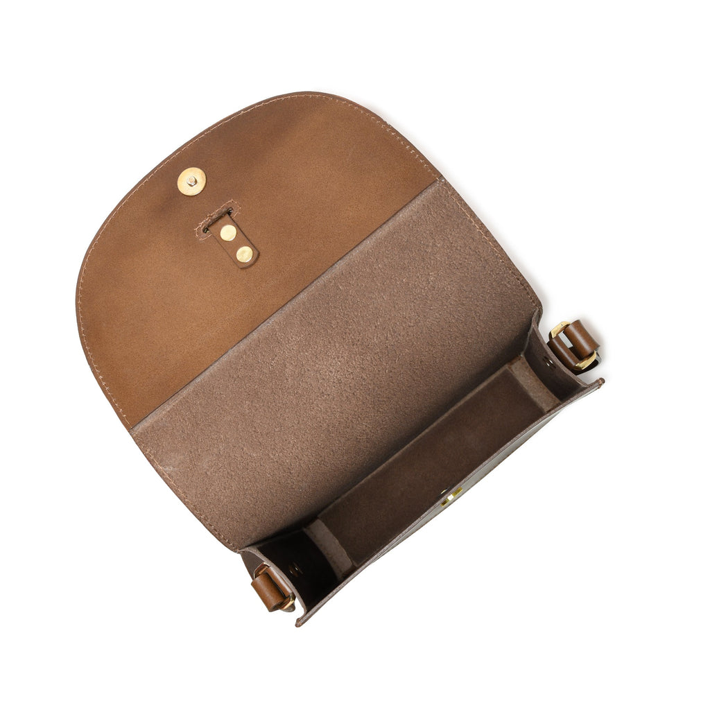 Elegance Full-Grain Buffalo Leather Crossbody Bag | Brown