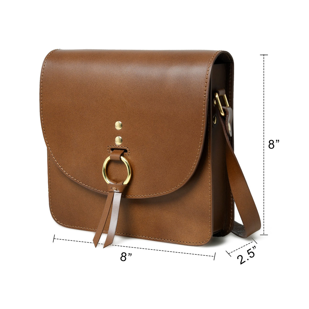 Elegance Full-Grain Buffalo Leather Crossbody Bag | Brown