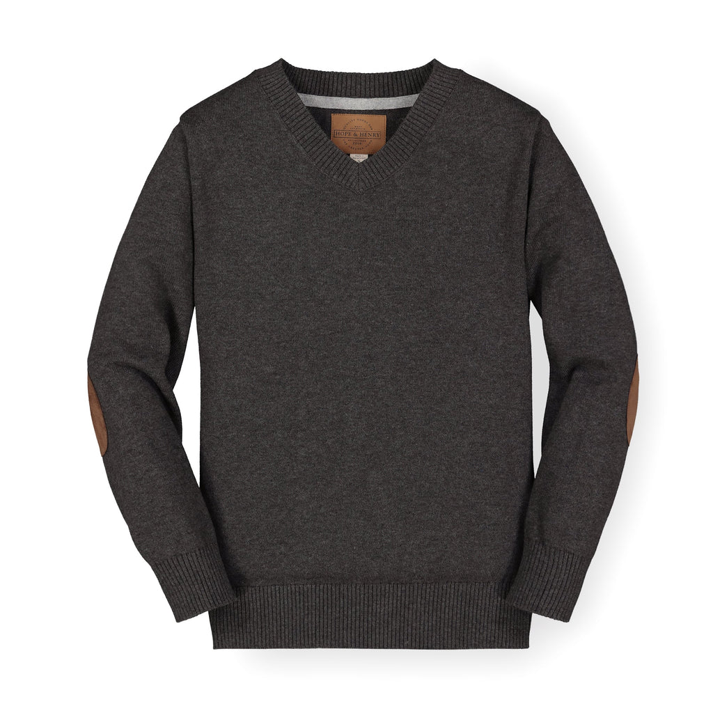 Organic V-Neck Sweater with Elbow Patches