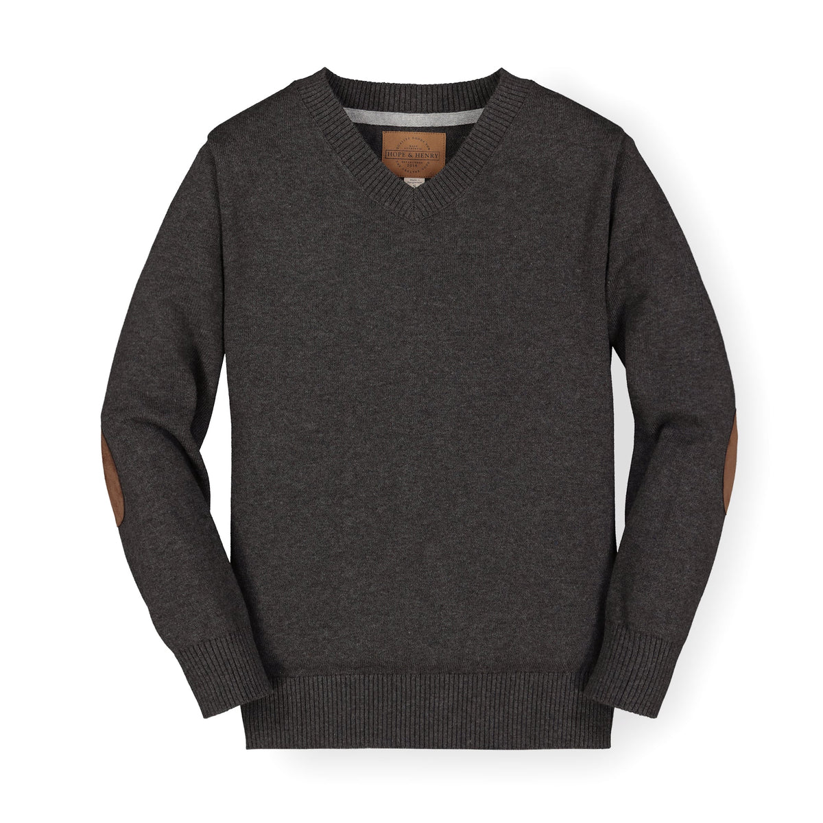Organic V-Neck Sweater with Elbow Patches