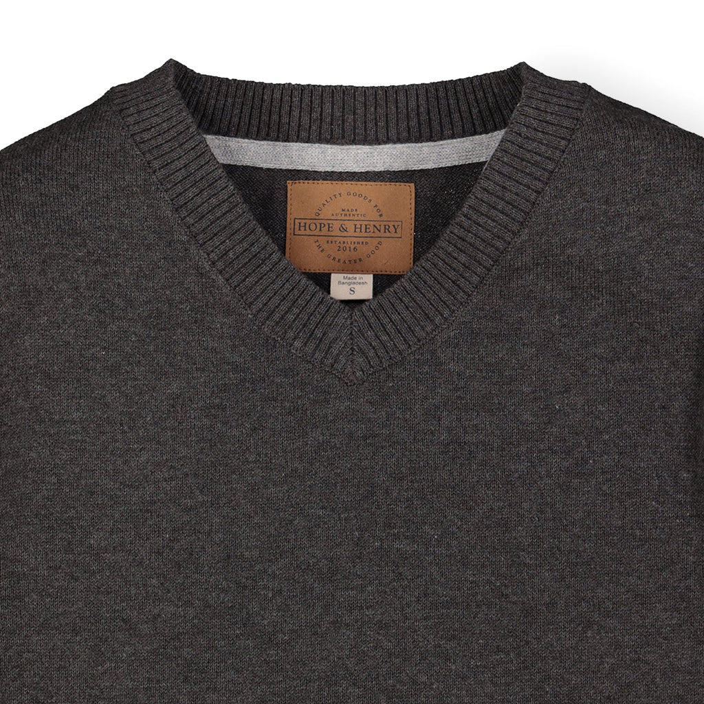 Organic V-Neck Sweater with Elbow Patches