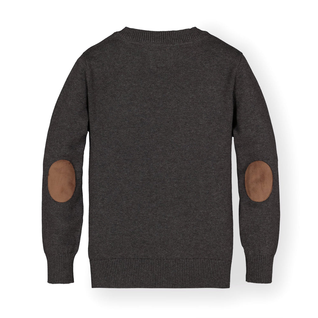 Organic V-Neck Sweater with Elbow Patches
