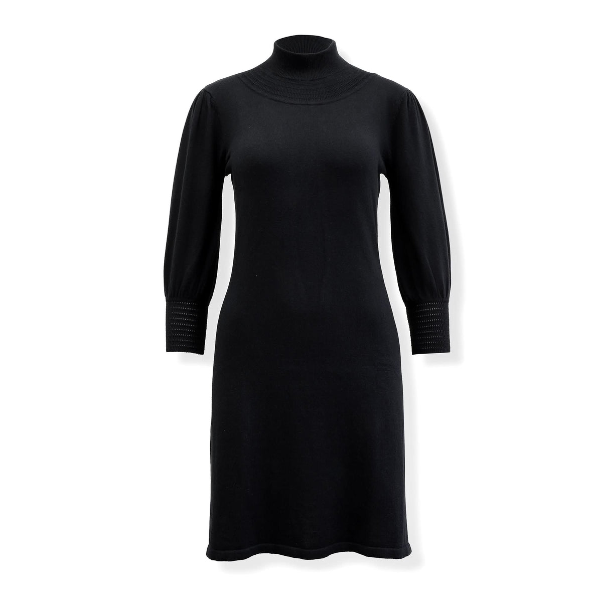 Mock Neck Puff Sleeve Sweater Dress