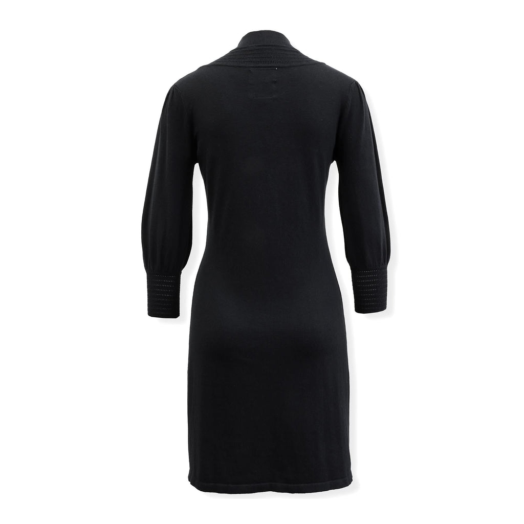 Mock Neck Puff Sleeve Sweater Dress