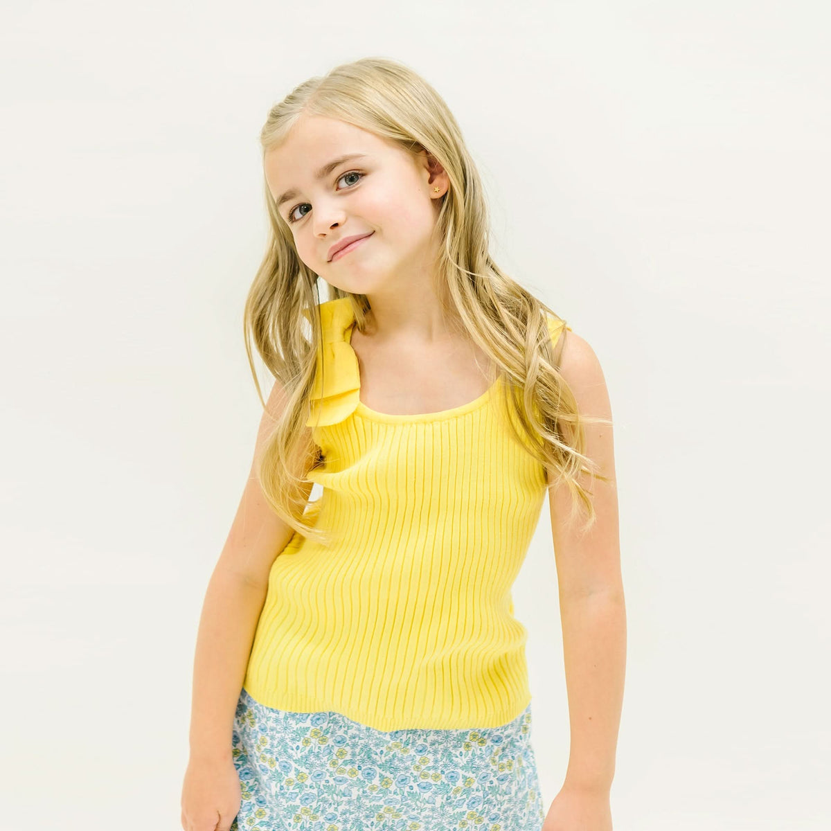Hope & Henry Girls' Organic Cotton-Blend Bow Tank | Yellow