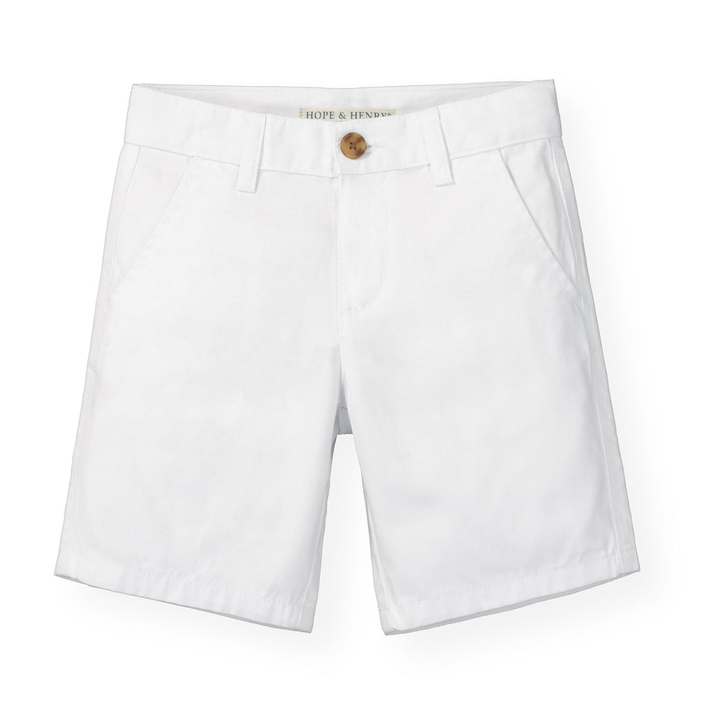 Kids’ Organic Cotton Stretch Chino Shorts – White