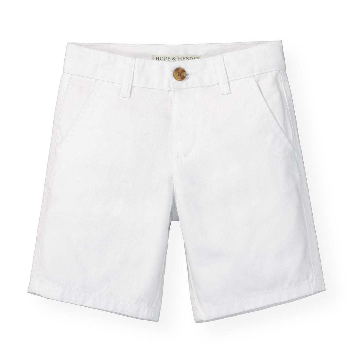 Kids’ Organic Cotton Stretch Chino Shorts – White