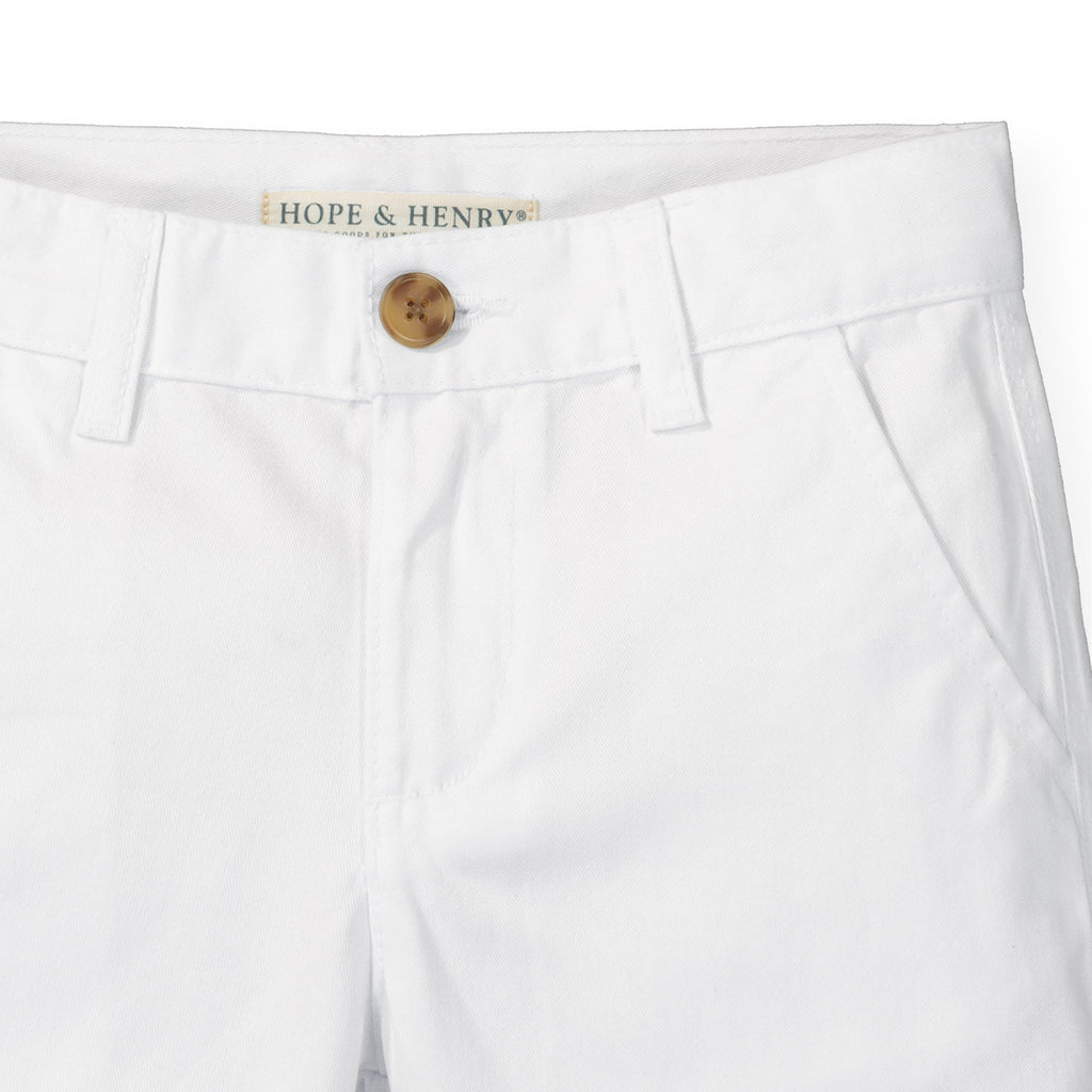 Kids’ Organic Cotton Stretch Chino Shorts – White