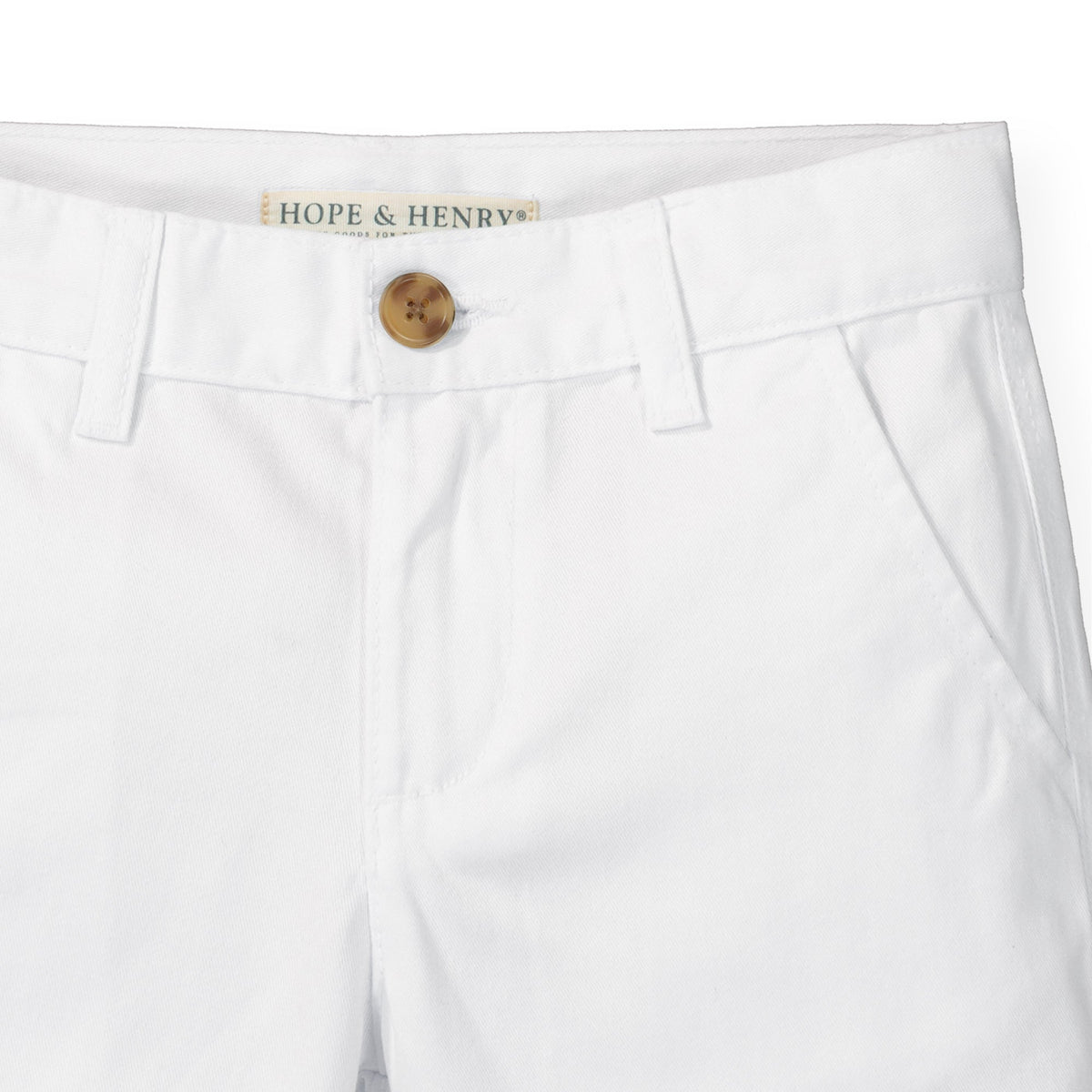 Kids’ Organic Cotton Stretch Chino Shorts – White