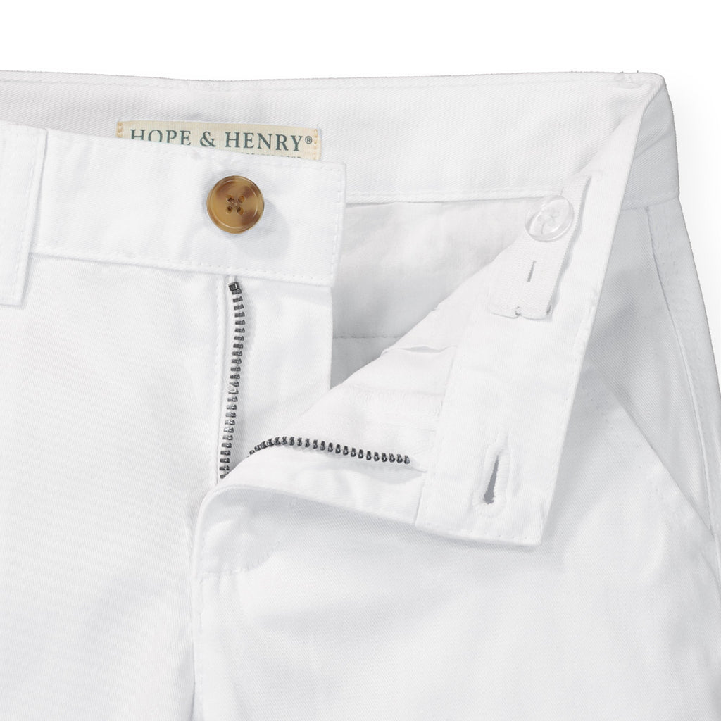 Kids’ Organic Cotton Stretch Chino Shorts – White