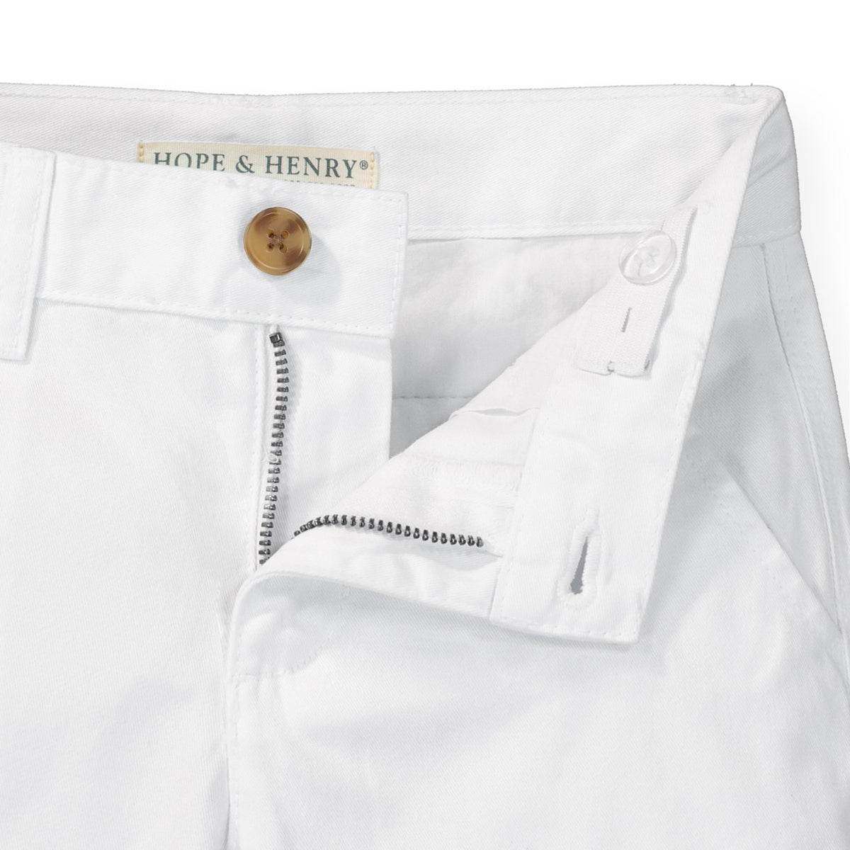 Kids’ Organic Cotton Stretch Chino Shorts – White