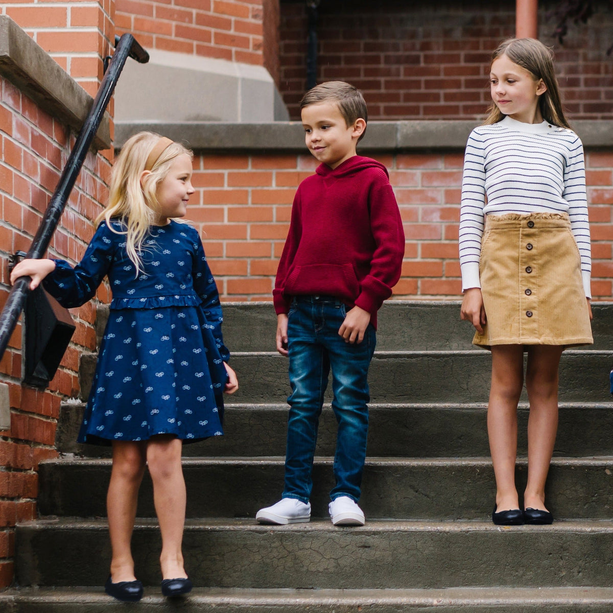 Baby Organic Cotton Blend Ruffle Dress – Navy Bicycle Print