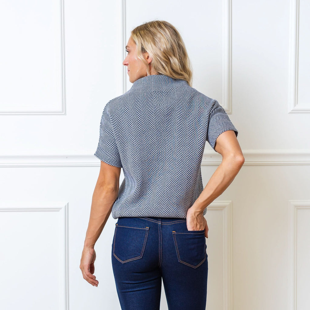 Mock Neck Short Sleeve Sweater