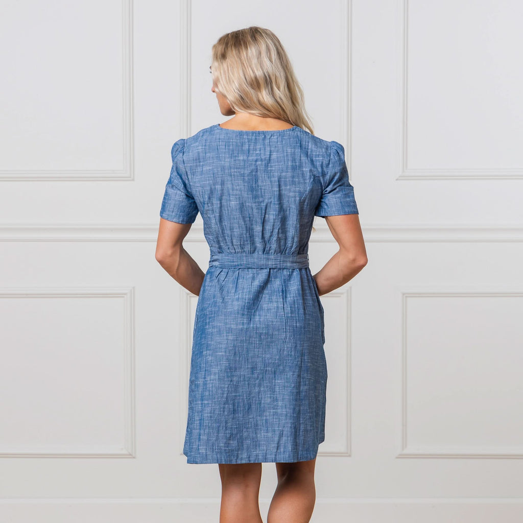 Women’s Organic Cotton Button-Front Dress – Blue Chambray