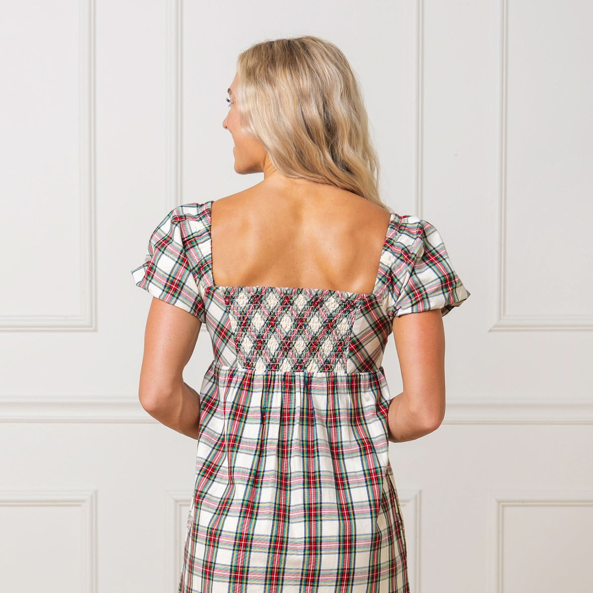 Puff Sleeve Crossover Dress
