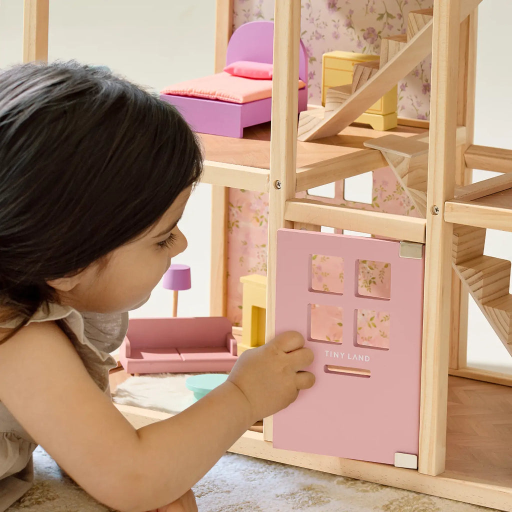 Tiny Land® Sweetwood Wooden Dollhouse with 30 Furniture Pieces