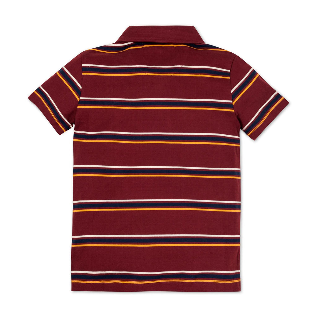 Boys’ Organic Cotton Jersey Polo – Oxblood Stripe