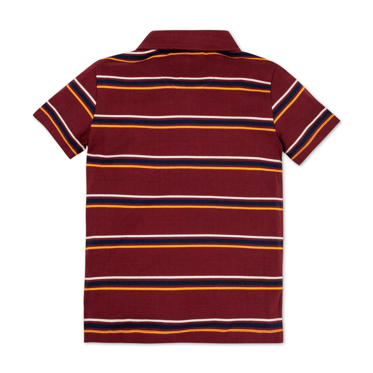 Boys’ Organic Cotton Jersey Polo – Oxblood Stripe