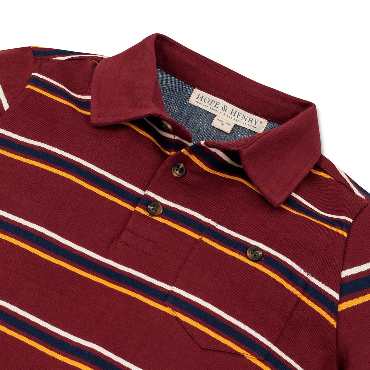 Boys’ Organic Cotton Jersey Polo – Oxblood Stripe