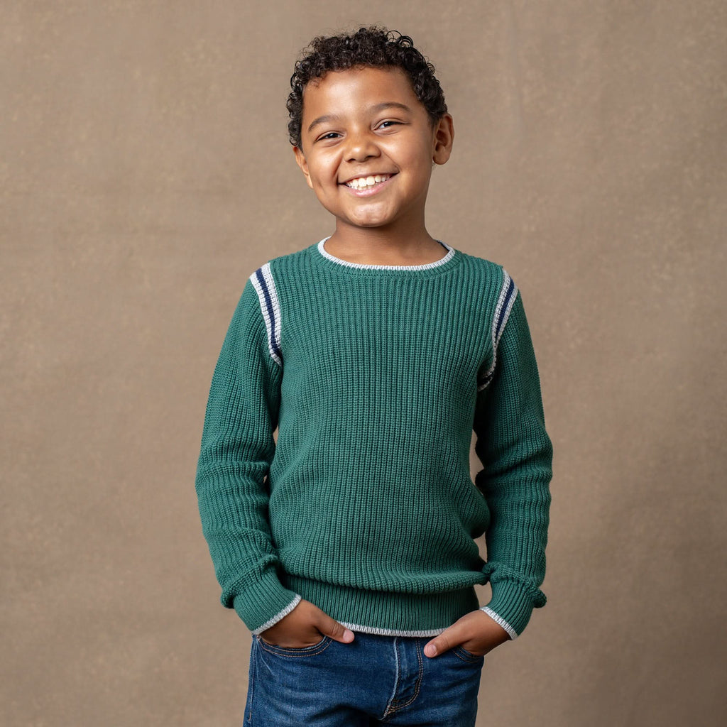 Boys’ Organic Cotton Crewneck Sweater – Collegiate Green