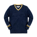 Boys’ Organic Cotton Blend V-Neck Sweater – Navy Fleck