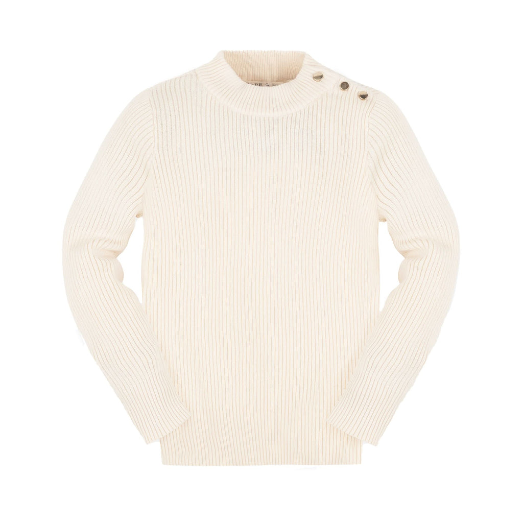Girls’ Organic Cotton Mock-Neck Sweater – Ivory