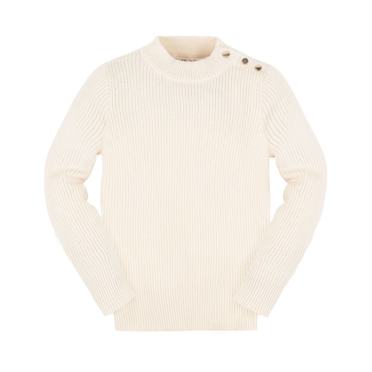 Girls’ Organic Cotton Mock-Neck Sweater – Ivory