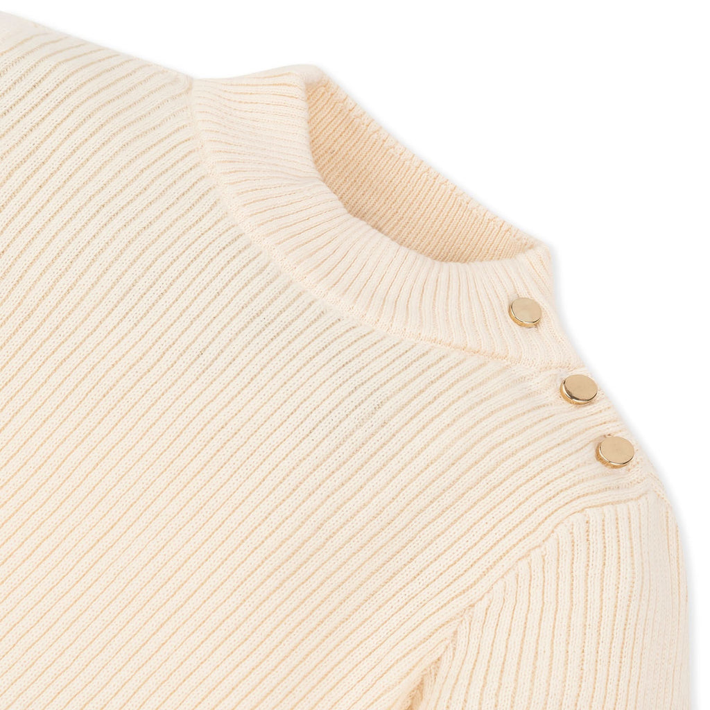 Girls’ Organic Cotton Mock-Neck Sweater – Ivory