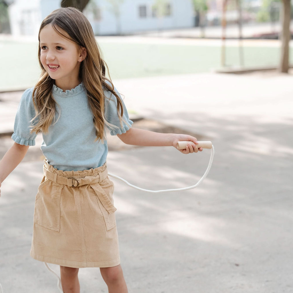 Girls’ Organic Cotton Blend Corduroy Skirt – Khaki