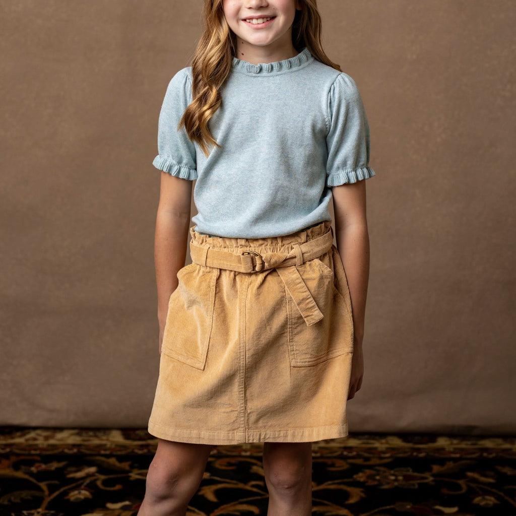 Girls’ Organic Cotton Blend Corduroy Skirt – Khaki