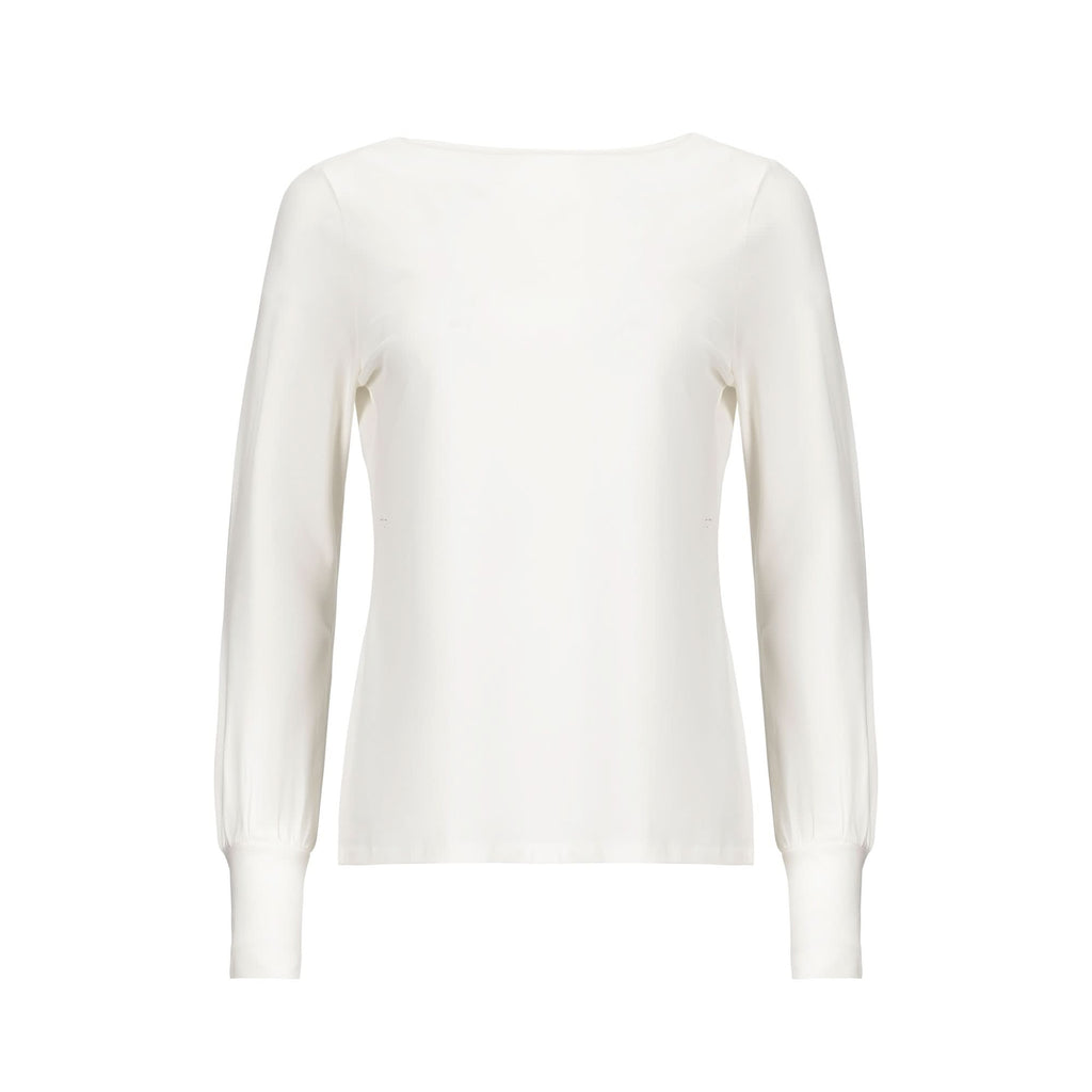 Hope & Henry Organic Cotton-Blend Bell Sleeve Knit Top | Soft White