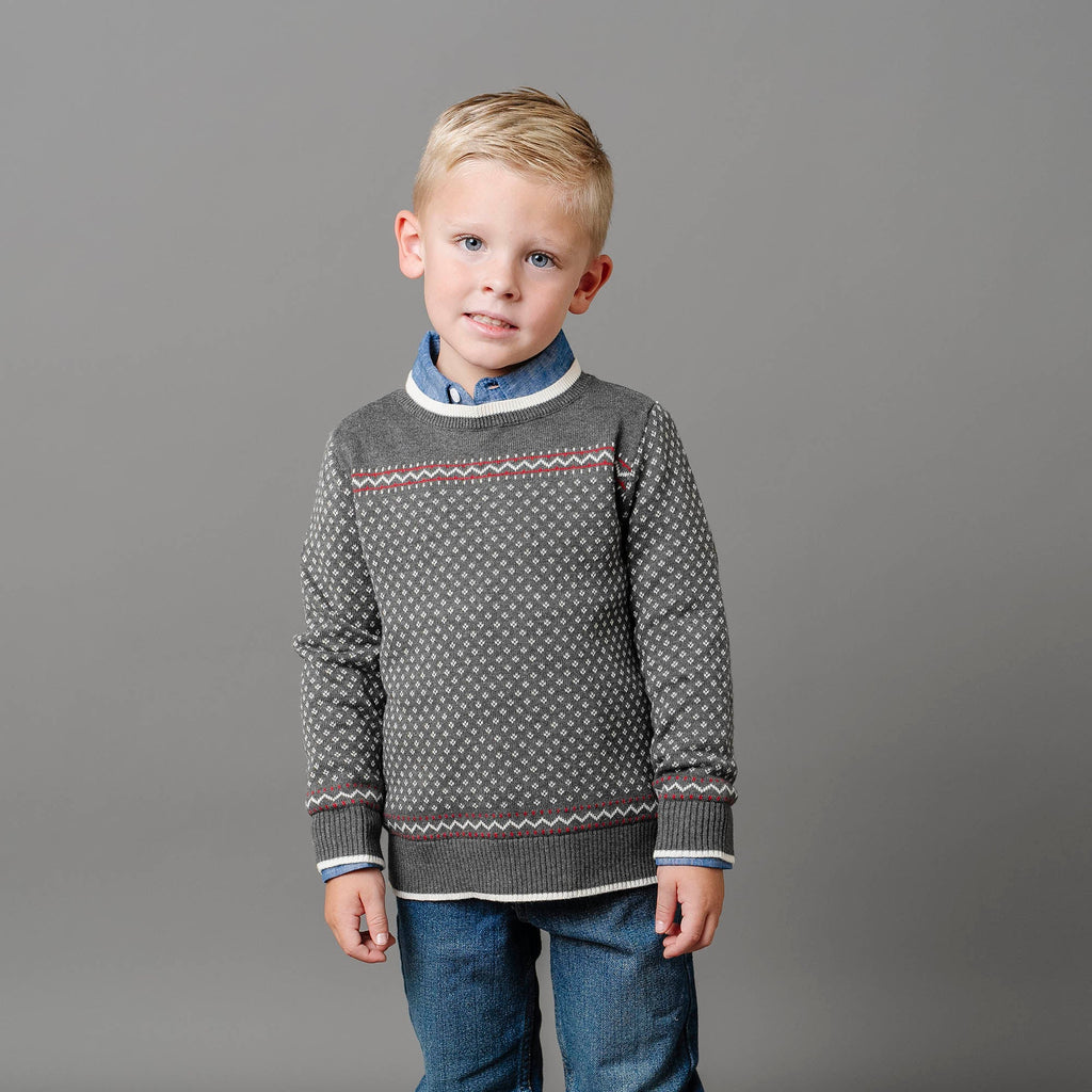 Organic Intarsia Crew Neck Sweater