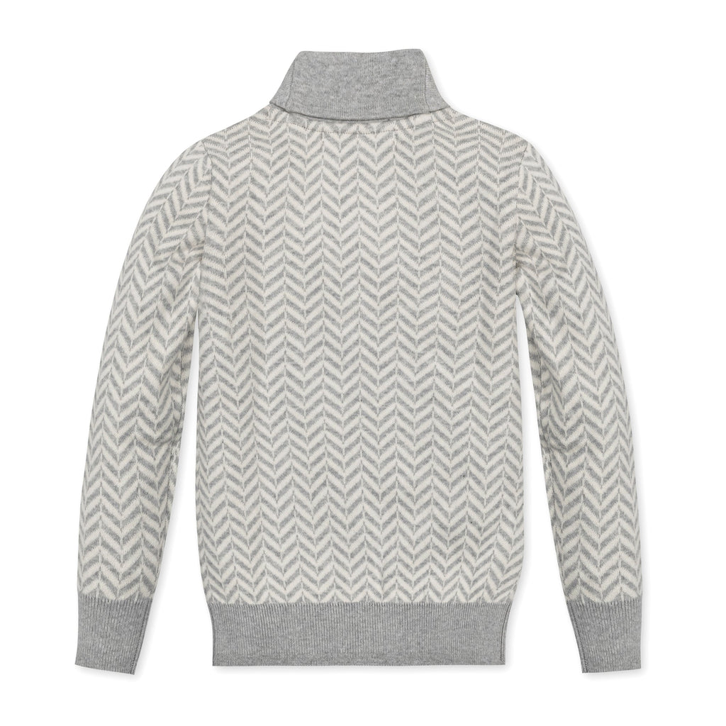Organic Intarsia Shawl Collar Sweater