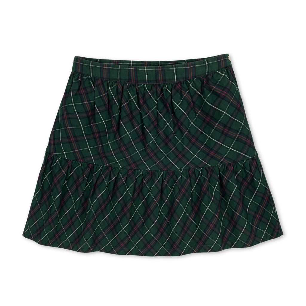 Girls’ Organic Cotton Blend Flounce Skirt – Merry Pine Plaid
