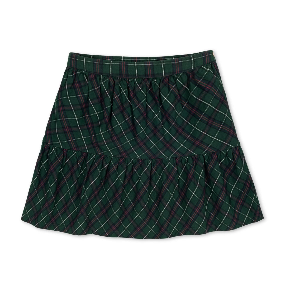 Girls’ Organic Cotton Blend Flounce Skirt – Merry Pine Plaid