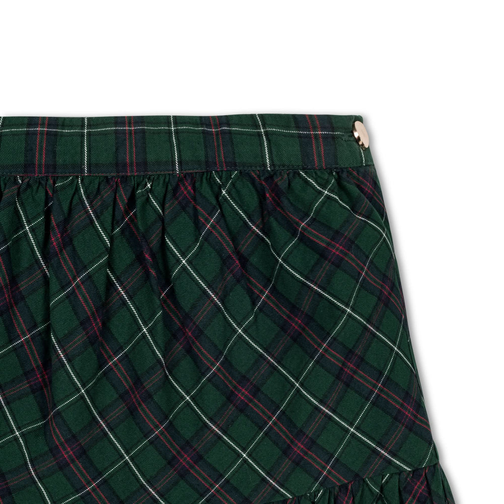 Girls’ Organic Cotton Blend Flounce Skirt – Merry Pine Plaid