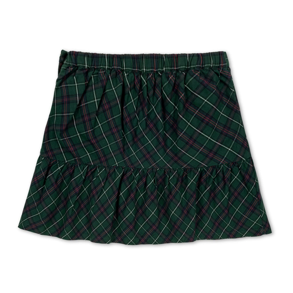 Girls’ Organic Cotton Blend Flounce Skirt – Merry Pine Plaid