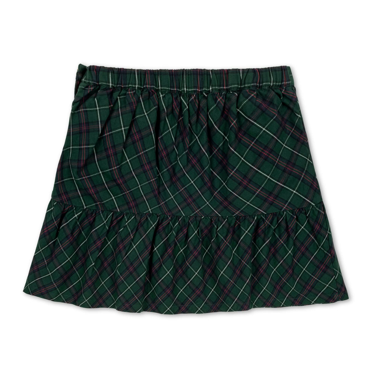 Girls’ Organic Cotton Blend Flounce Skirt – Merry Pine Plaid