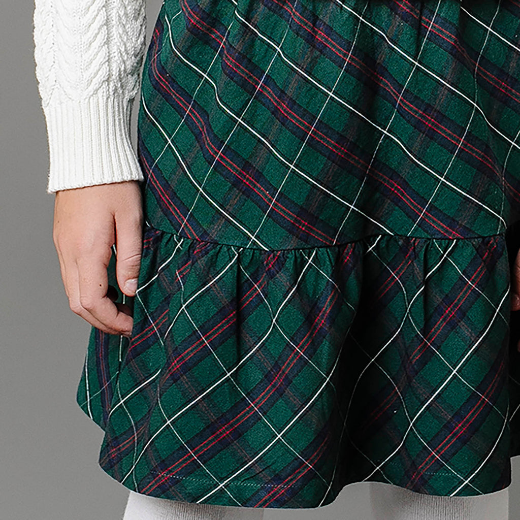 Girls’ Organic Cotton Blend Flounce Skirt – Merry Pine Plaid